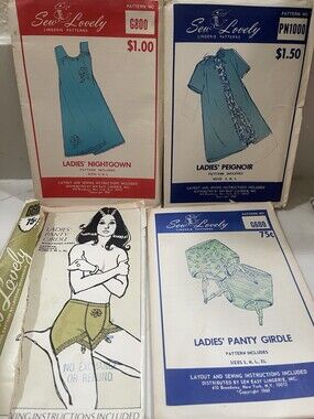 Vintage Sew Lovely Pattern Lot Girdle Peignoir Sz 12-14 70s